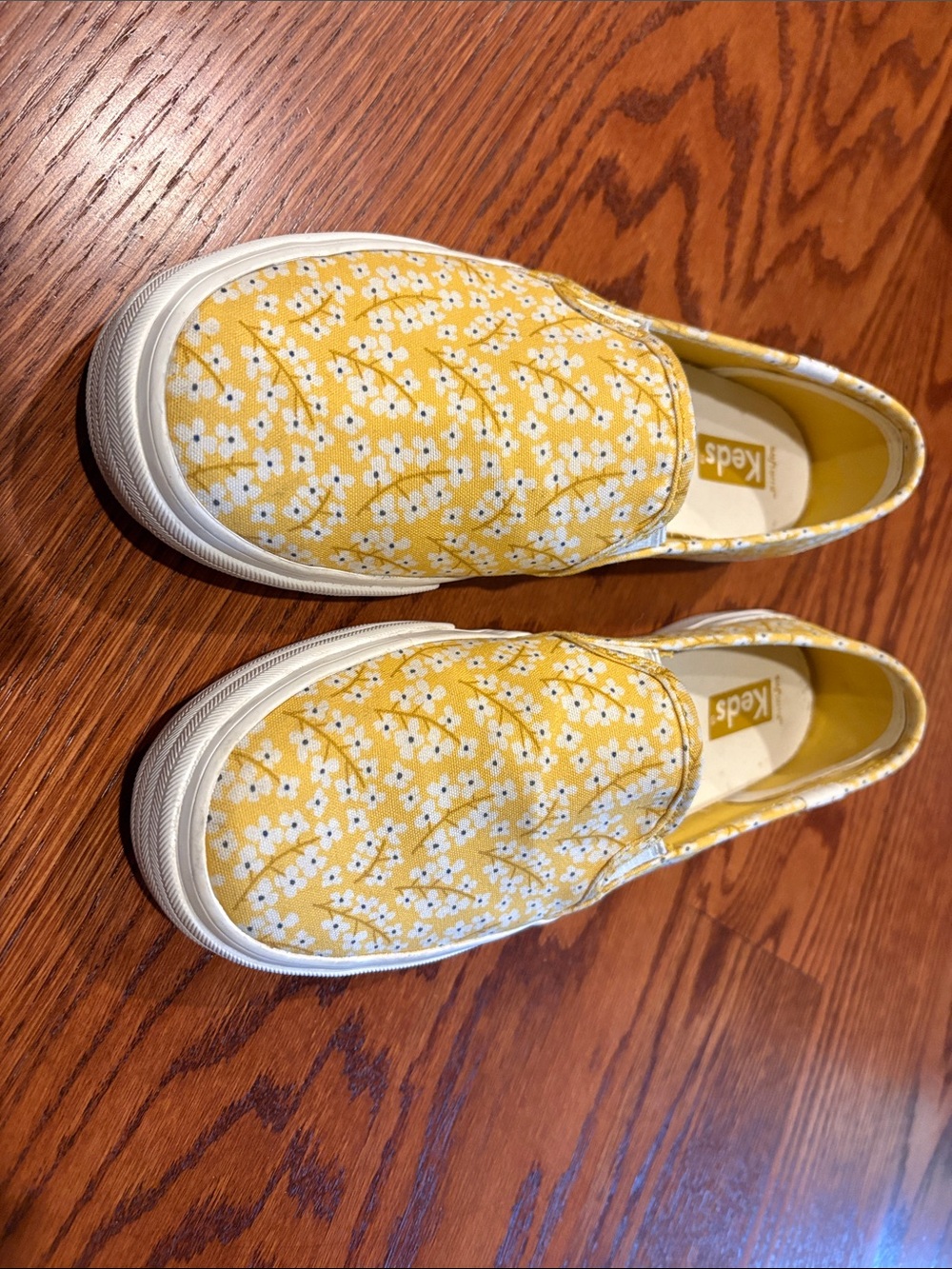 Keds Yellow Slip-On Sneakers with White Floral Print